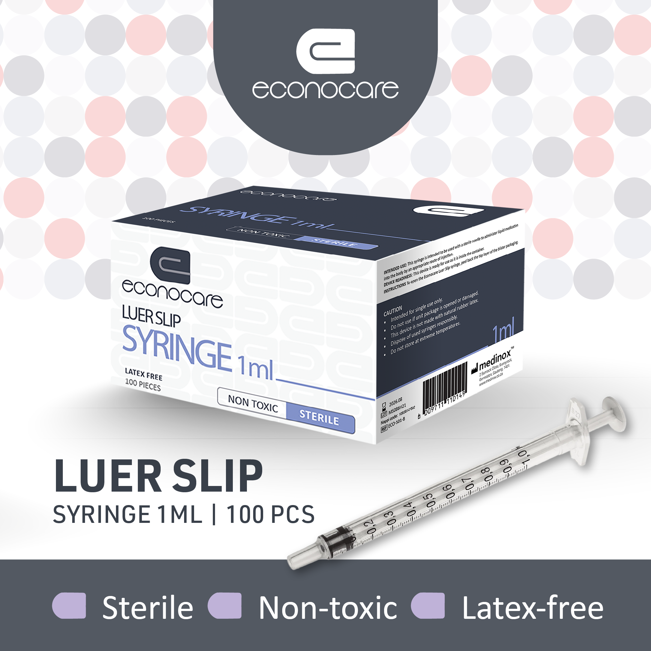 Econocare Luer Slip Syringe (1ml)