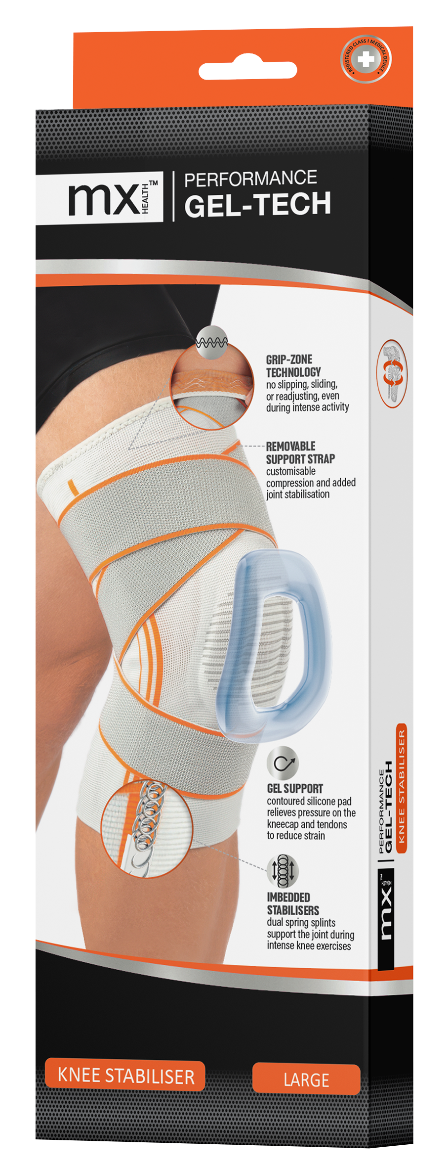 mx Health Performance Gel-Tech Knee Stabiliser - Large