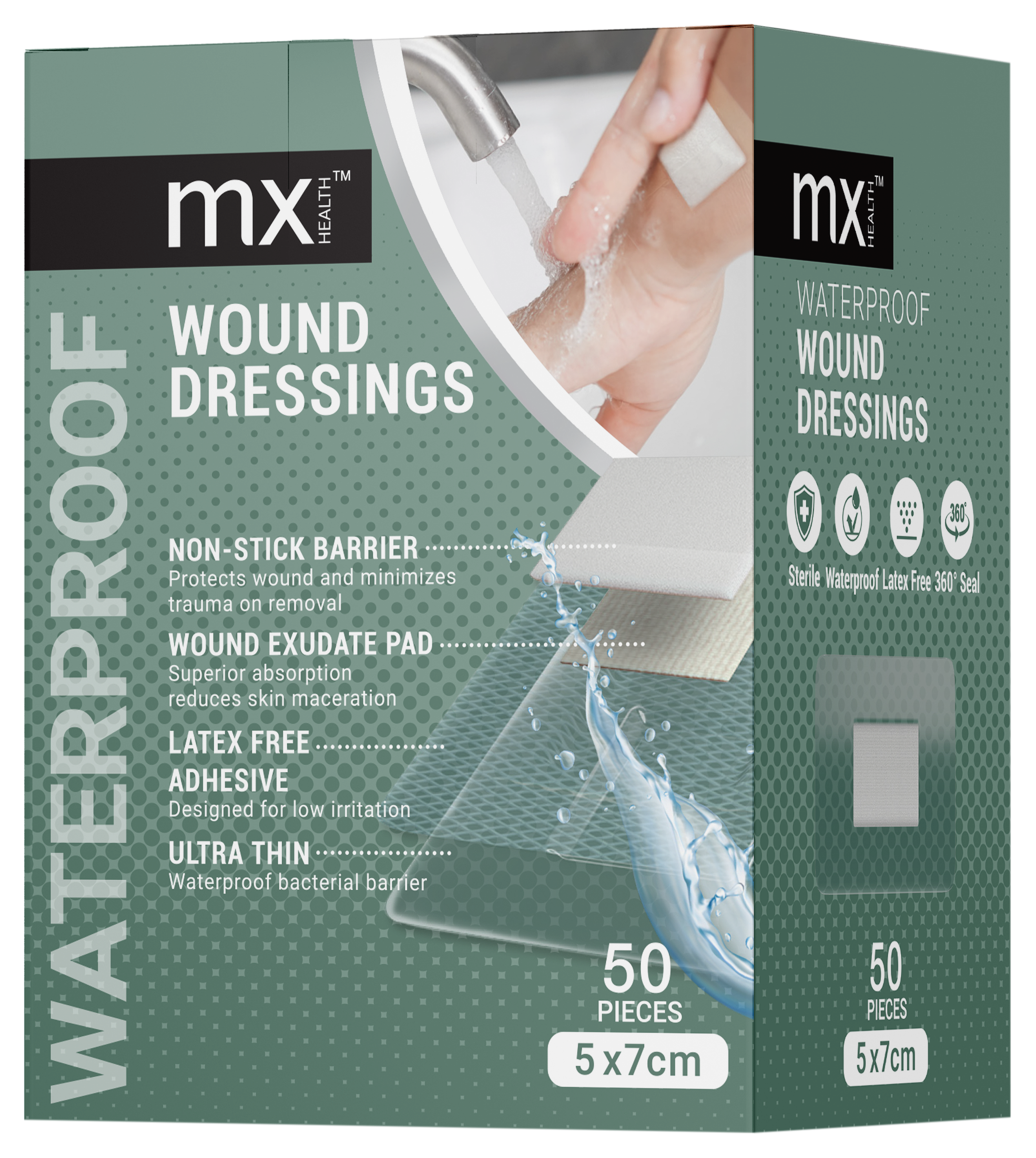 mx Health Waterproof Film+Pad Wound Dressing