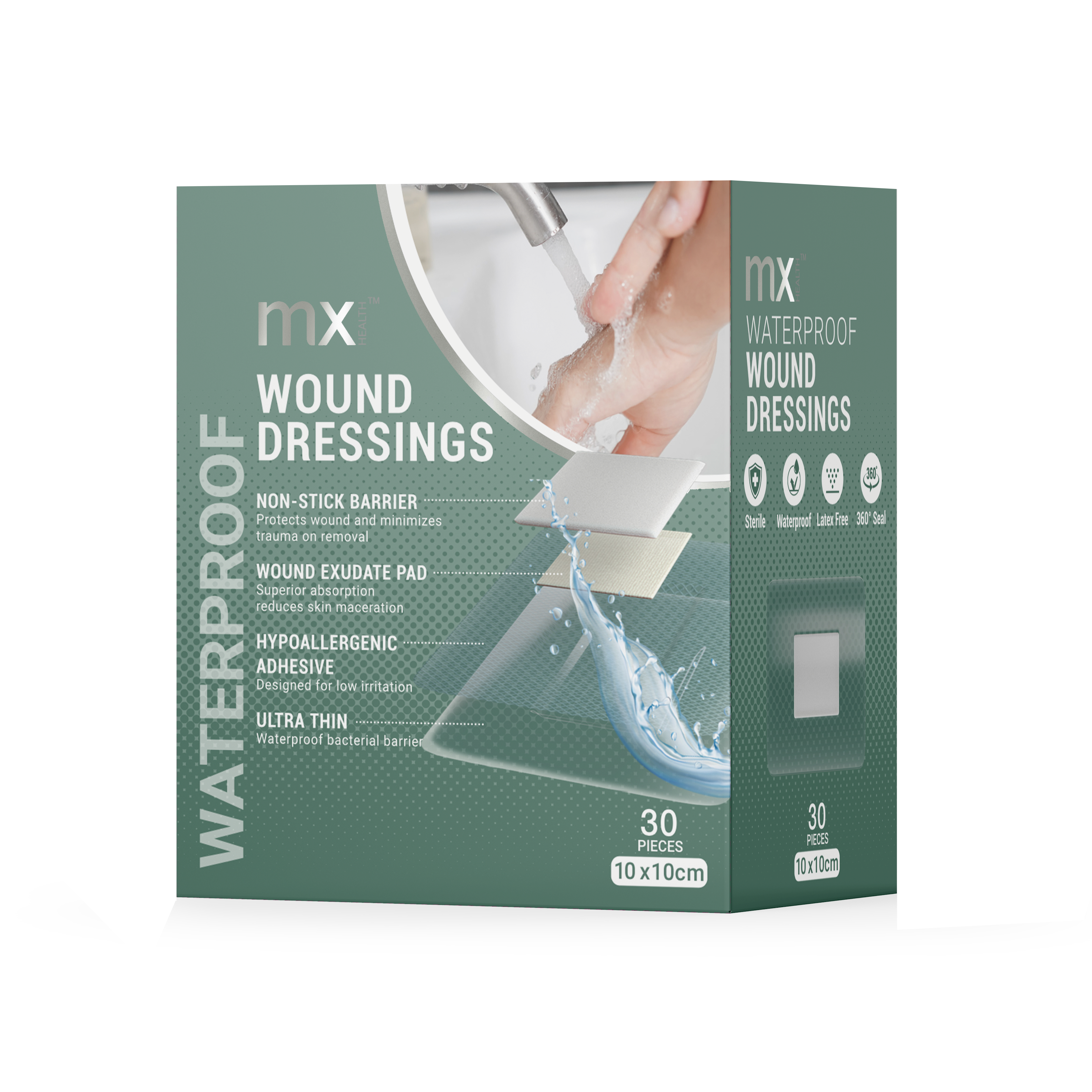mx Health Waterproof Film+Pad Wound Dressing