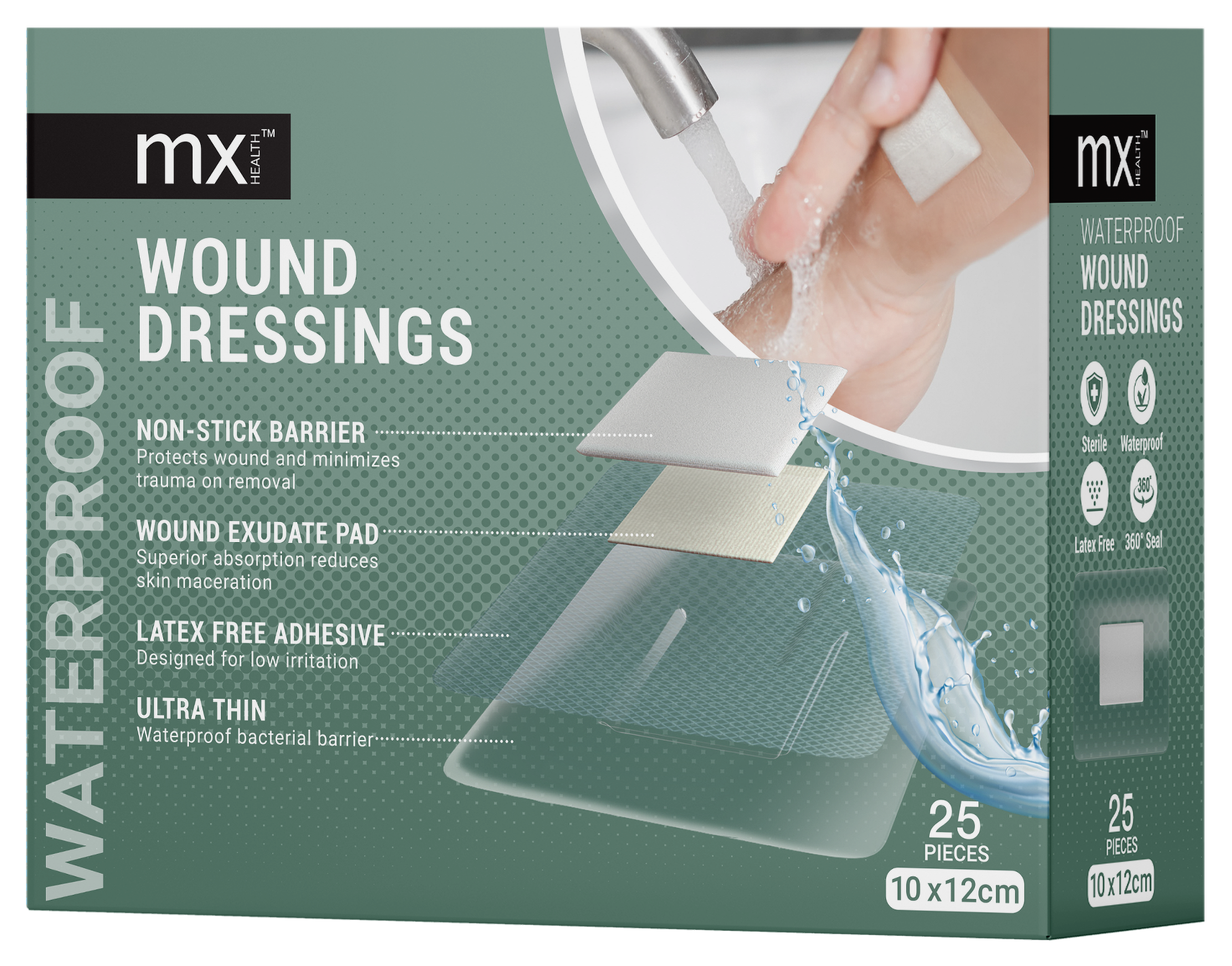 mx Health Waterproof Film+Pad Wound Dressing
