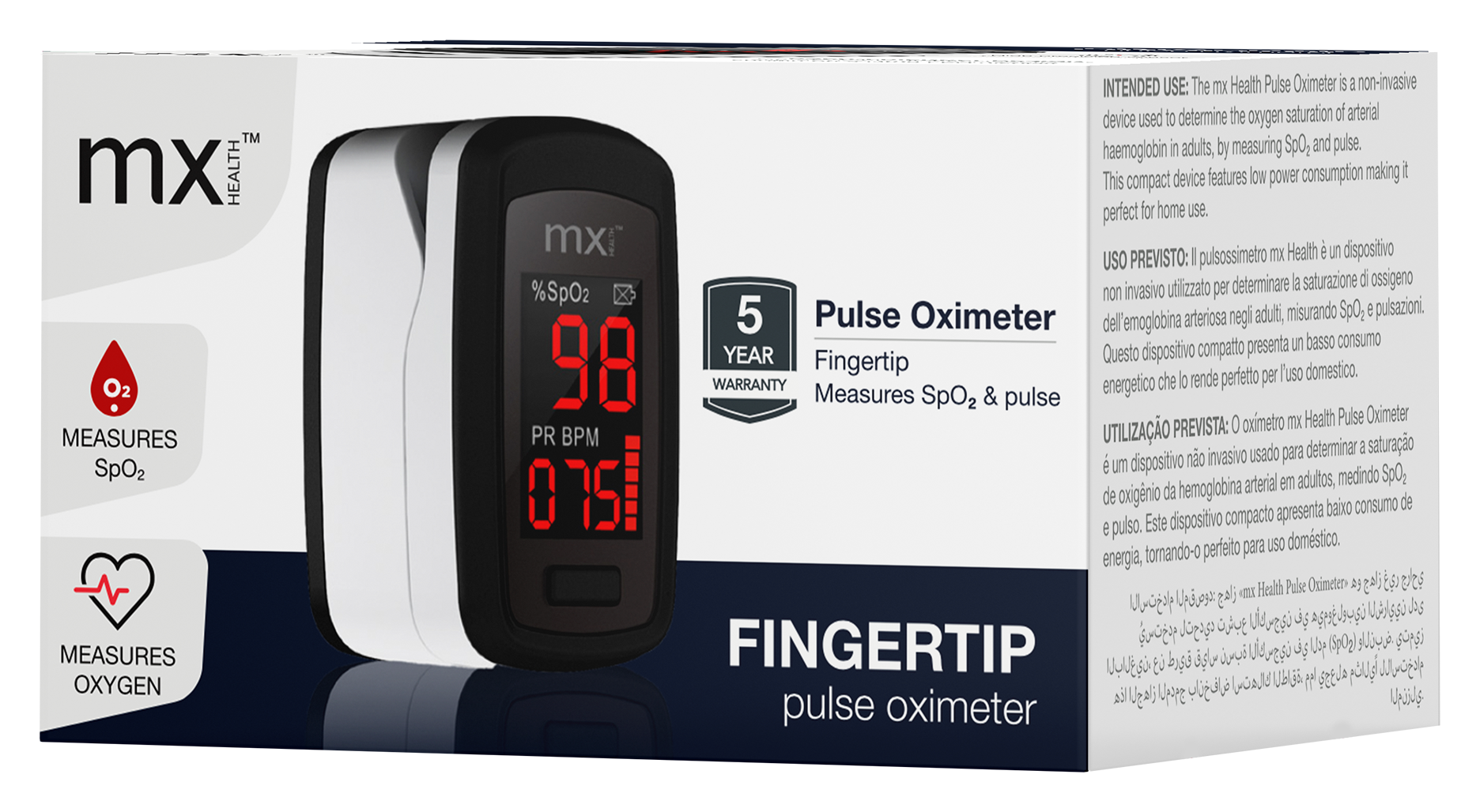 mx Health Fingertip Pulse Oximeter