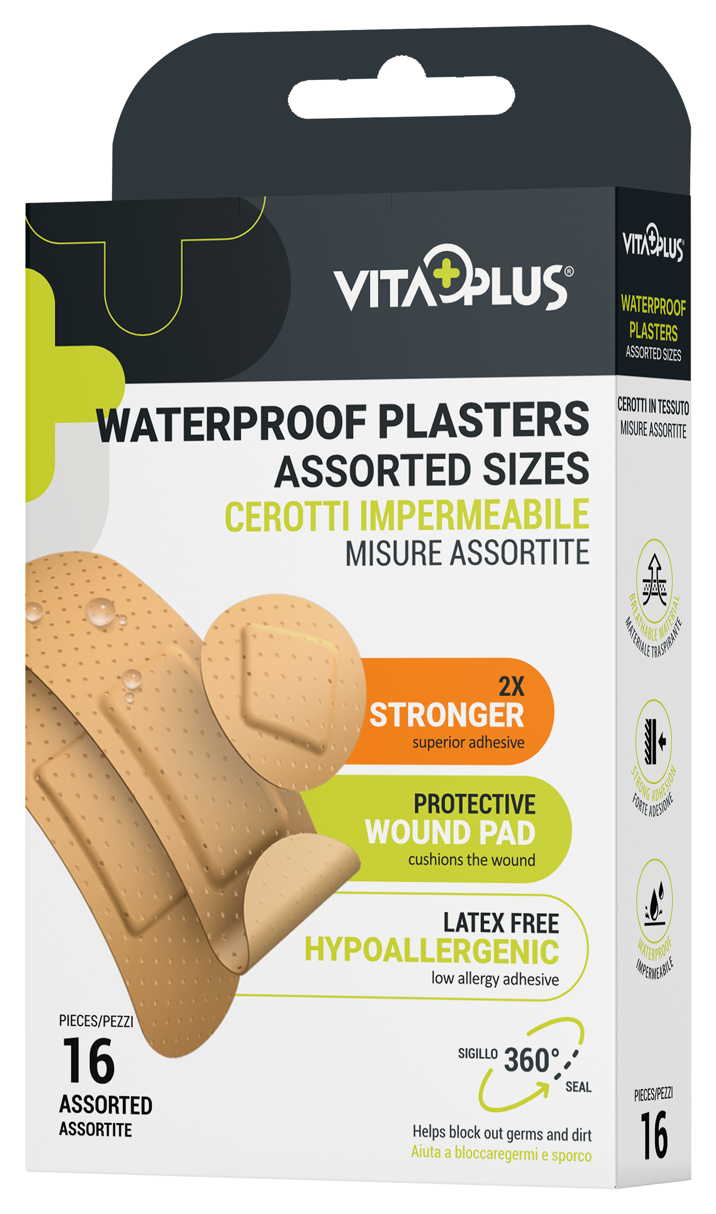 VitaPlus Waterproof Plasters Assorted Sizes (16PCS)
