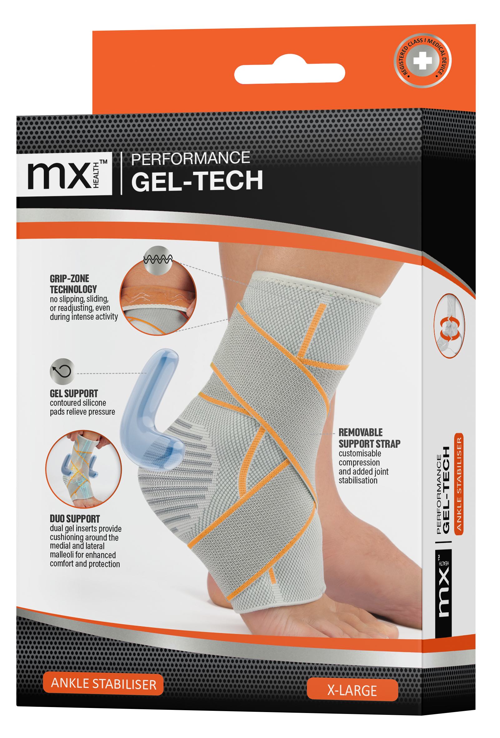 mx Health Performance Gel-Tech Ankle Stabiliser - X Large