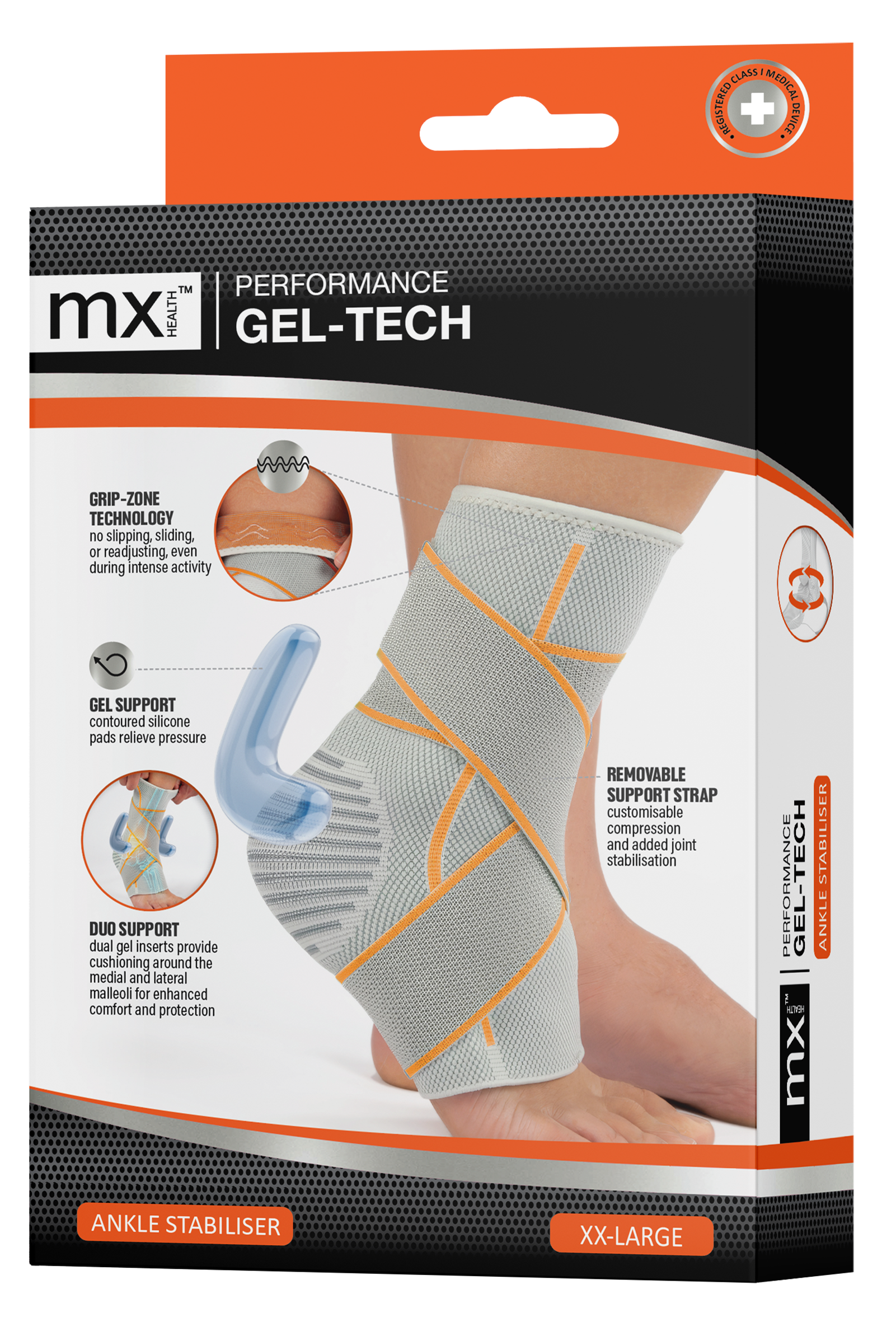 mx Health Performance Gel-Tech Ankle Stabiliser - XX Large