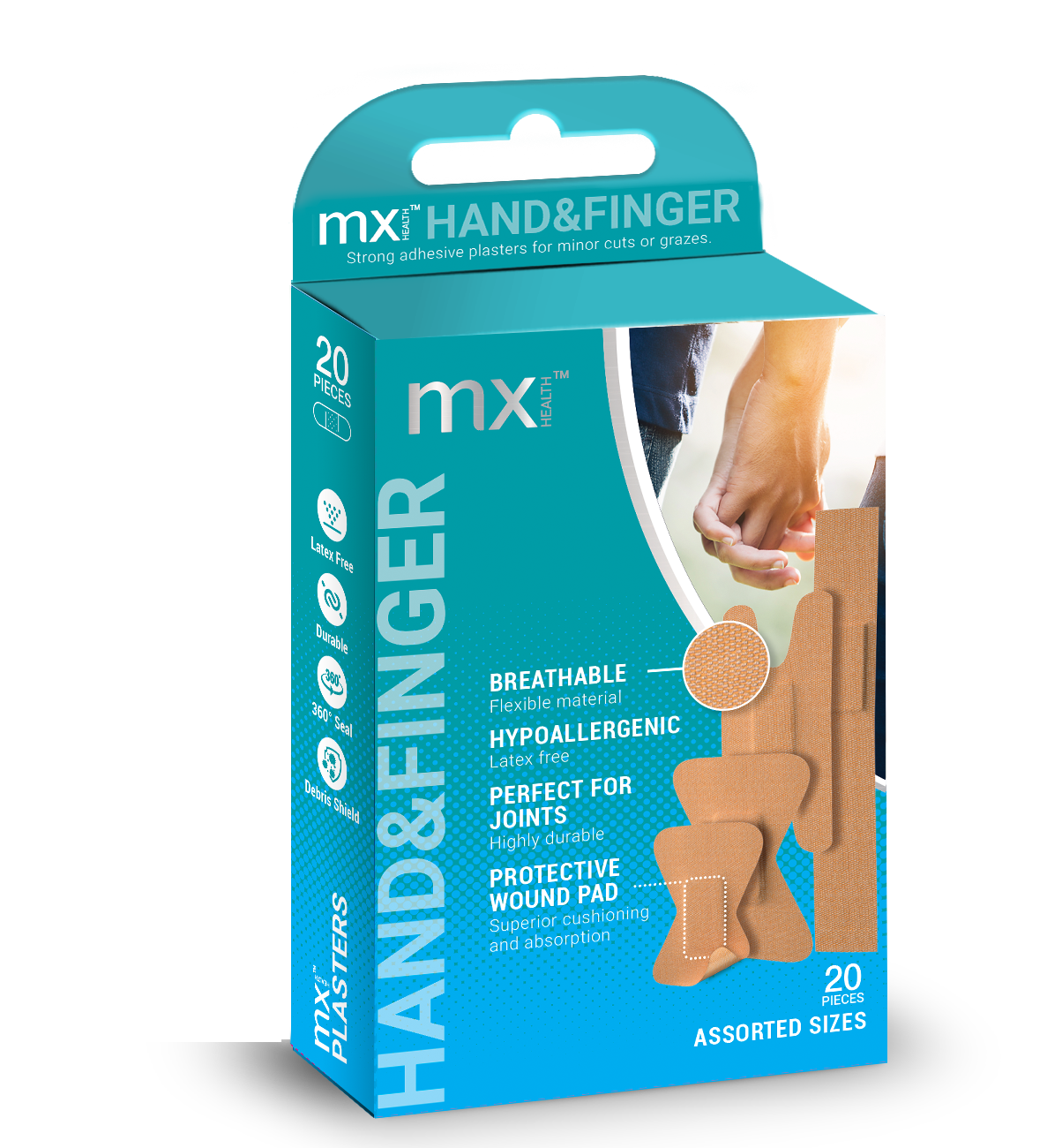 mx Health Hand & Finger Assorted Fabric Plasters (Pack of 20)