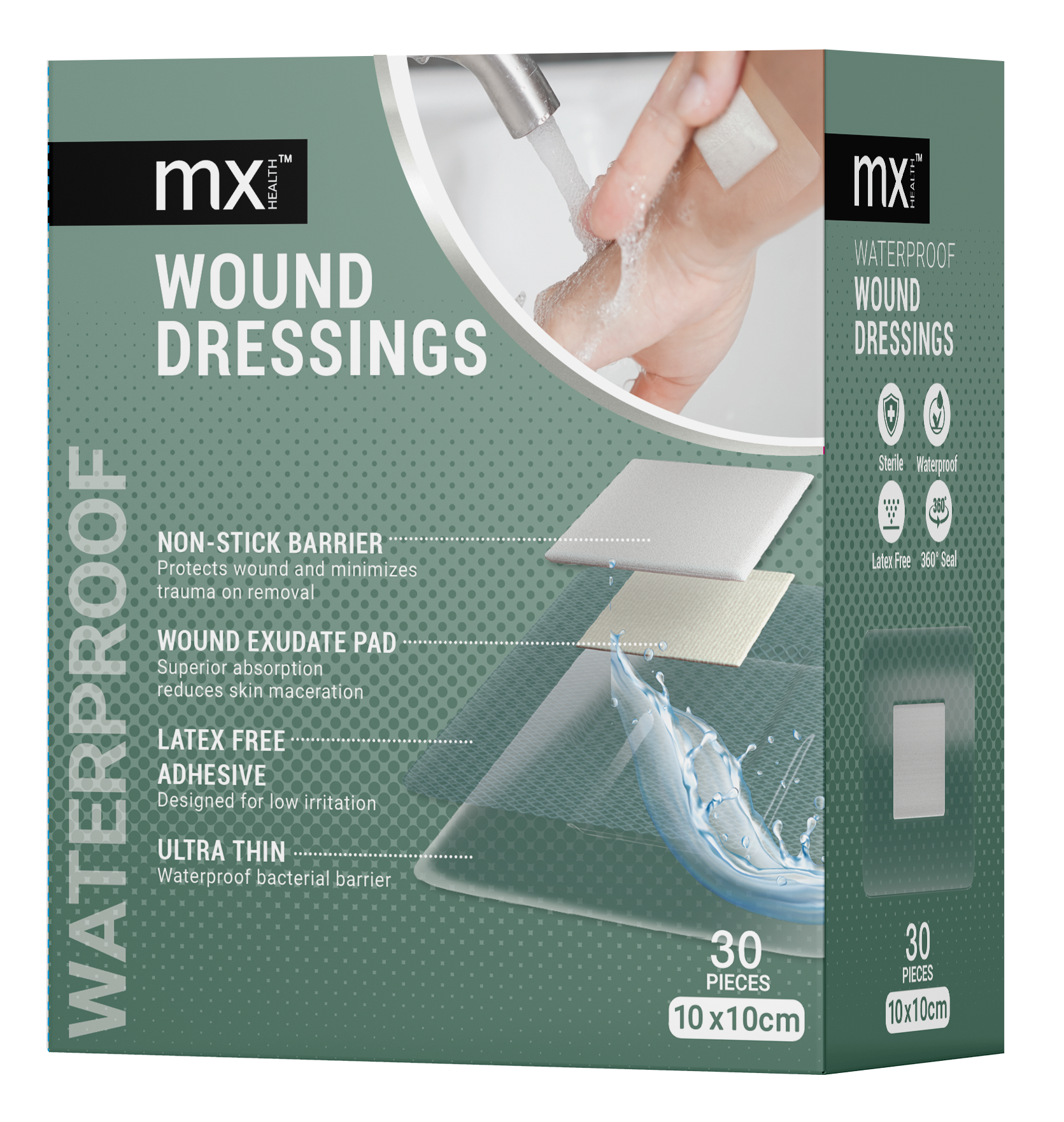 mx Health Waterproof Film+Pad Wound Dressing