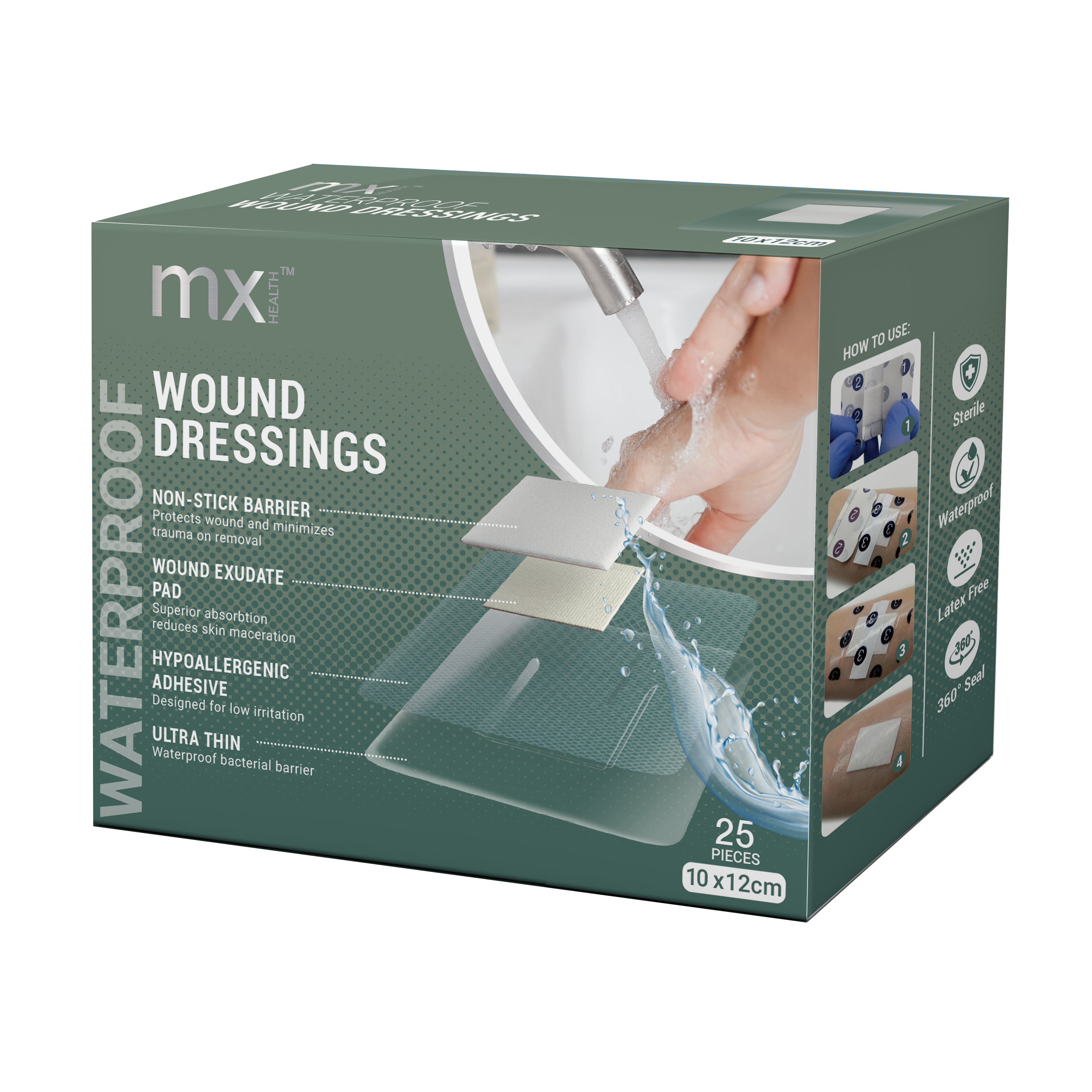 mx Health Waterproof Film+Pad Wound Dressing