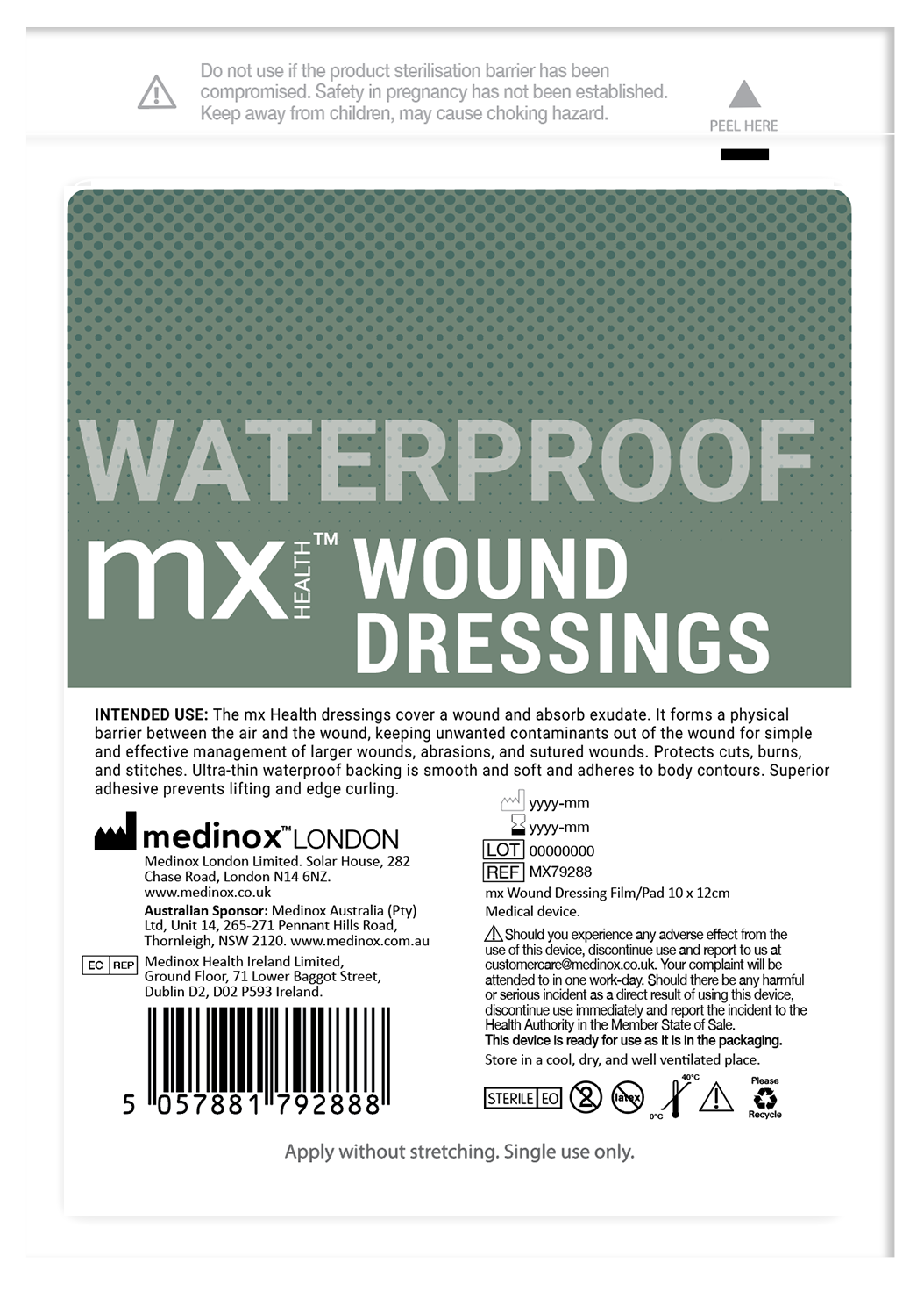 mx Health Waterproof Film+Pad Wound Dressing