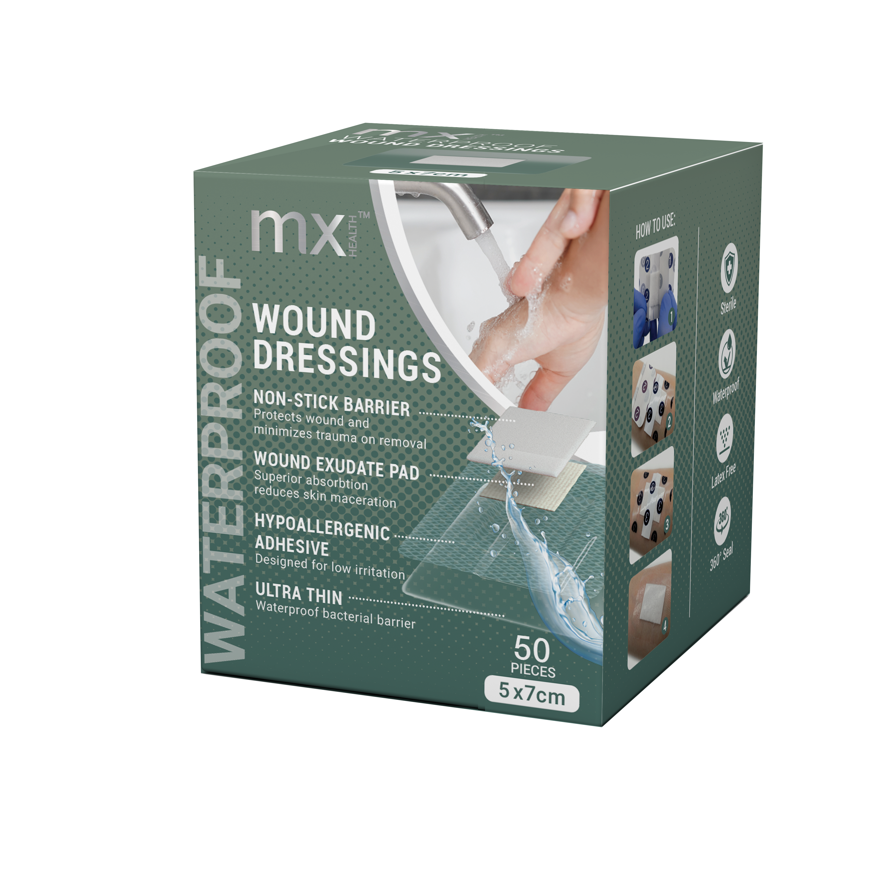 mx Health Waterproof Film+Pad Wound Dressing