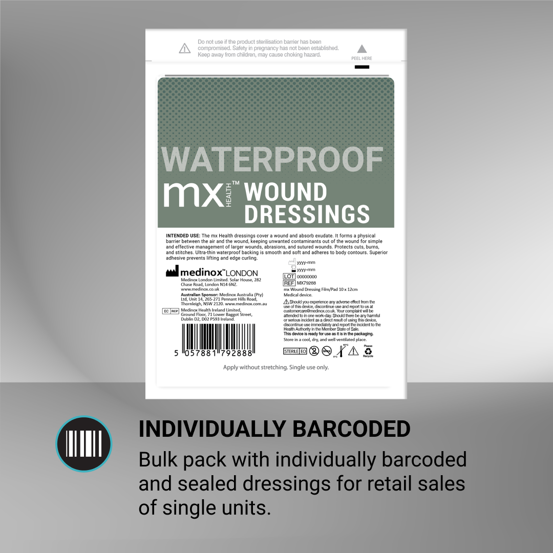 mx Health Waterproof Film+Pad Wound Dressing