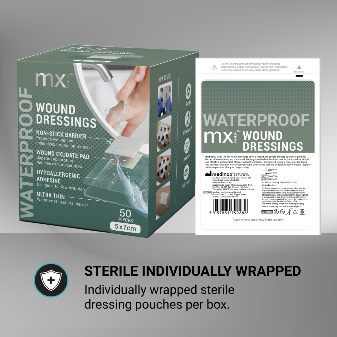 mx Health Waterproof Film+Pad Wound Dressing