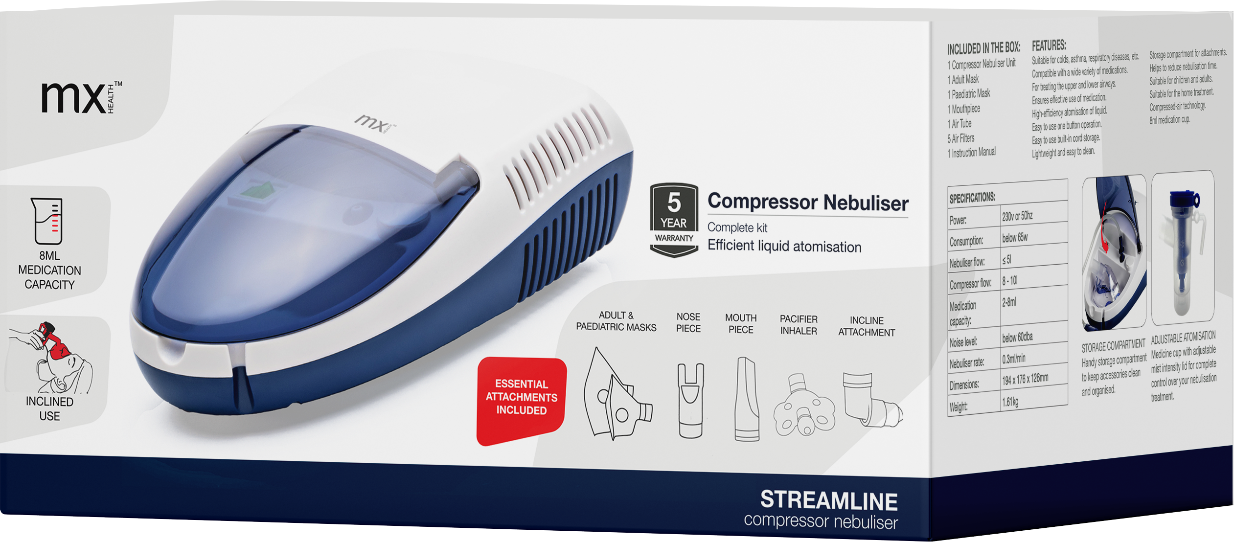 mx Health Streamline Compressor Nebuliser