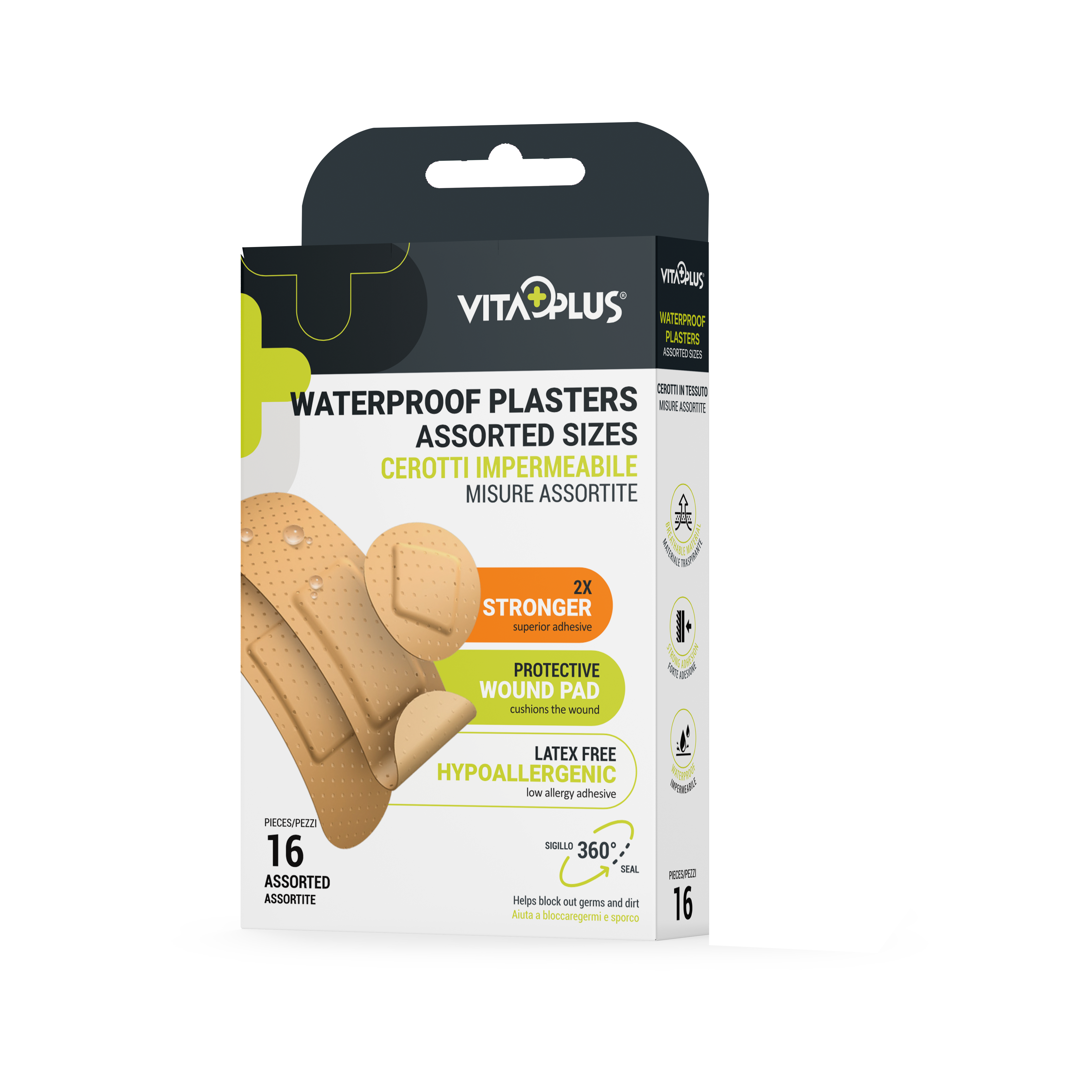 VitaPlus Waterproof Plasters Assorted Sizes (16PCS)