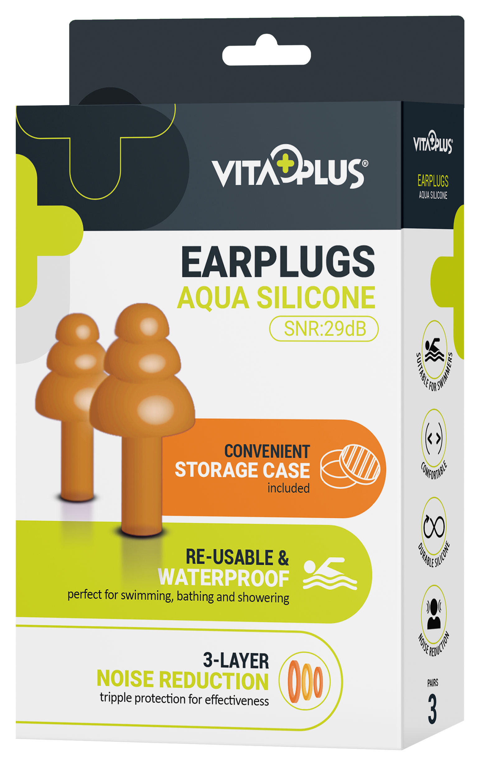 VitaPlus Aqua Silicone Earplugs (3 Pairs)