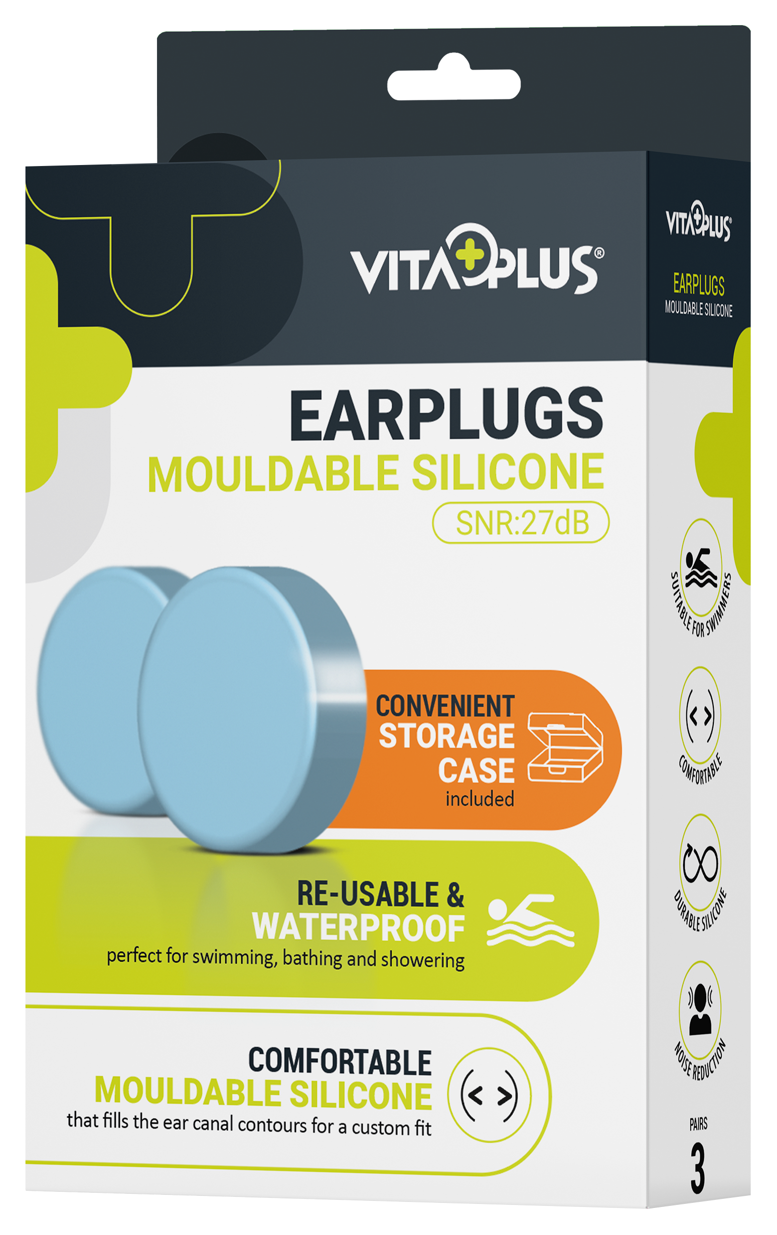 VitaPlus Mouldable Silicone Earplugs (3 Pairs)