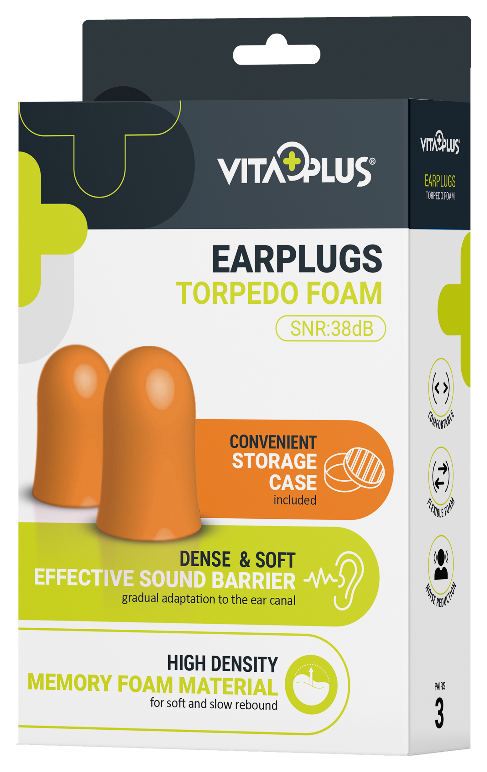 VitaPlus Torpedo Foam Earplugs (3 Pairs)