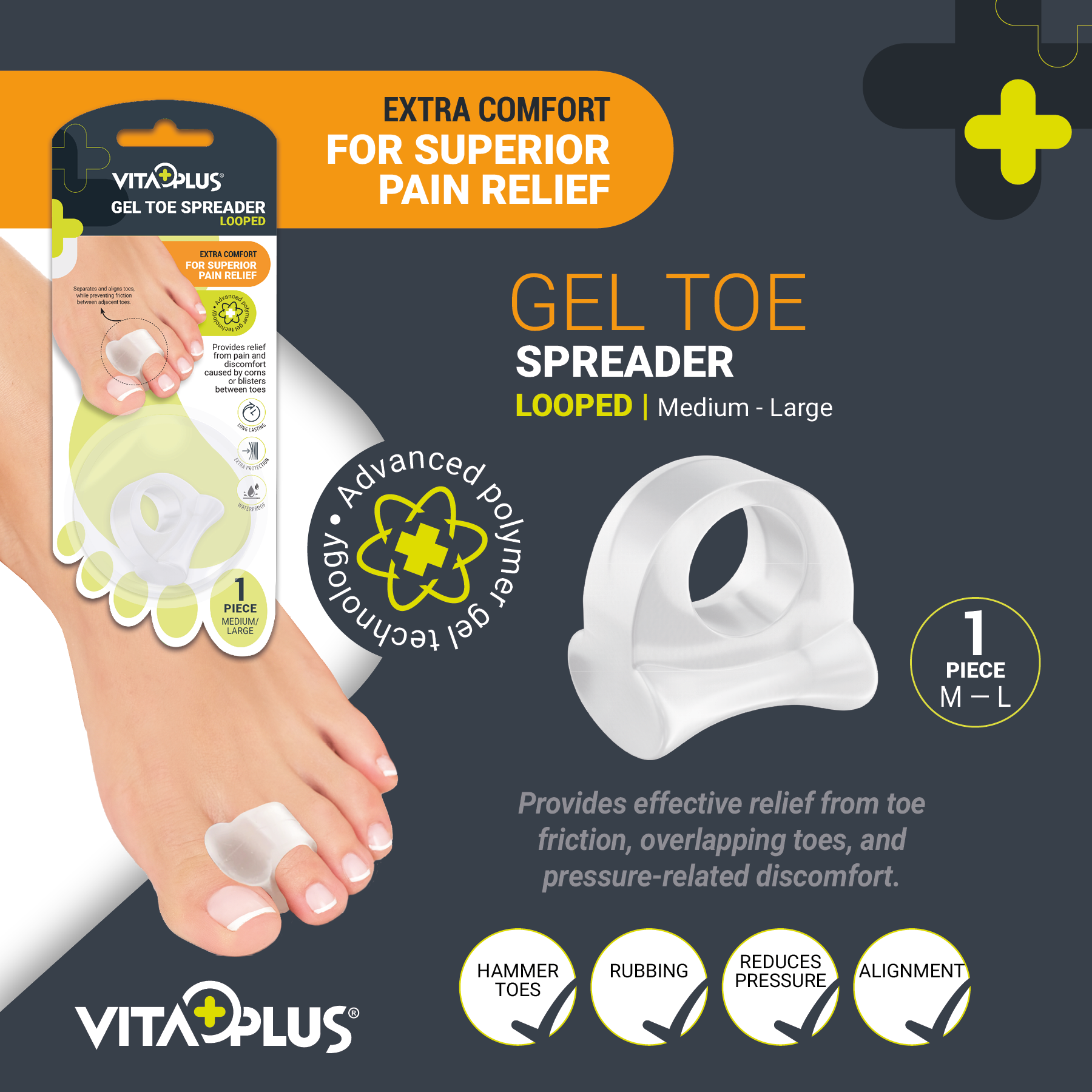 VitaPlus Gel Toe Spreader Looped